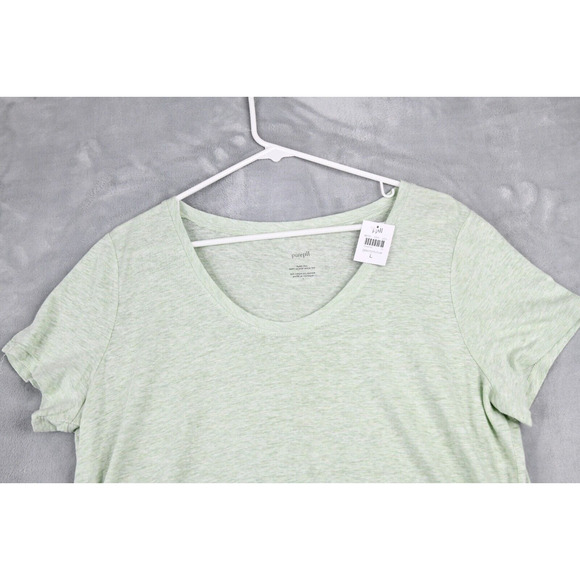 J Jill Pure Jill Shirt Womens Large Green Soft Scoop Neck Tee Linen Blend - Picture 5 of 8
